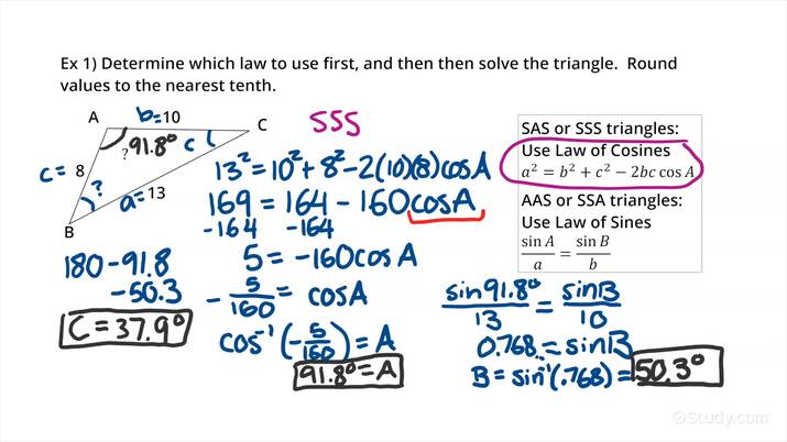 6 310501 law of sines and cosines review kuta with answers