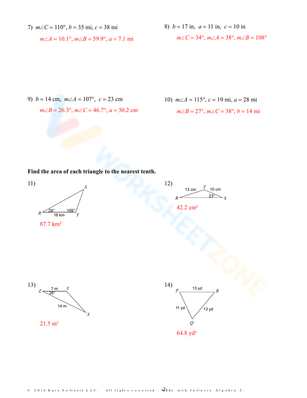 6 310501 law of sines and cosines review kuta with answers