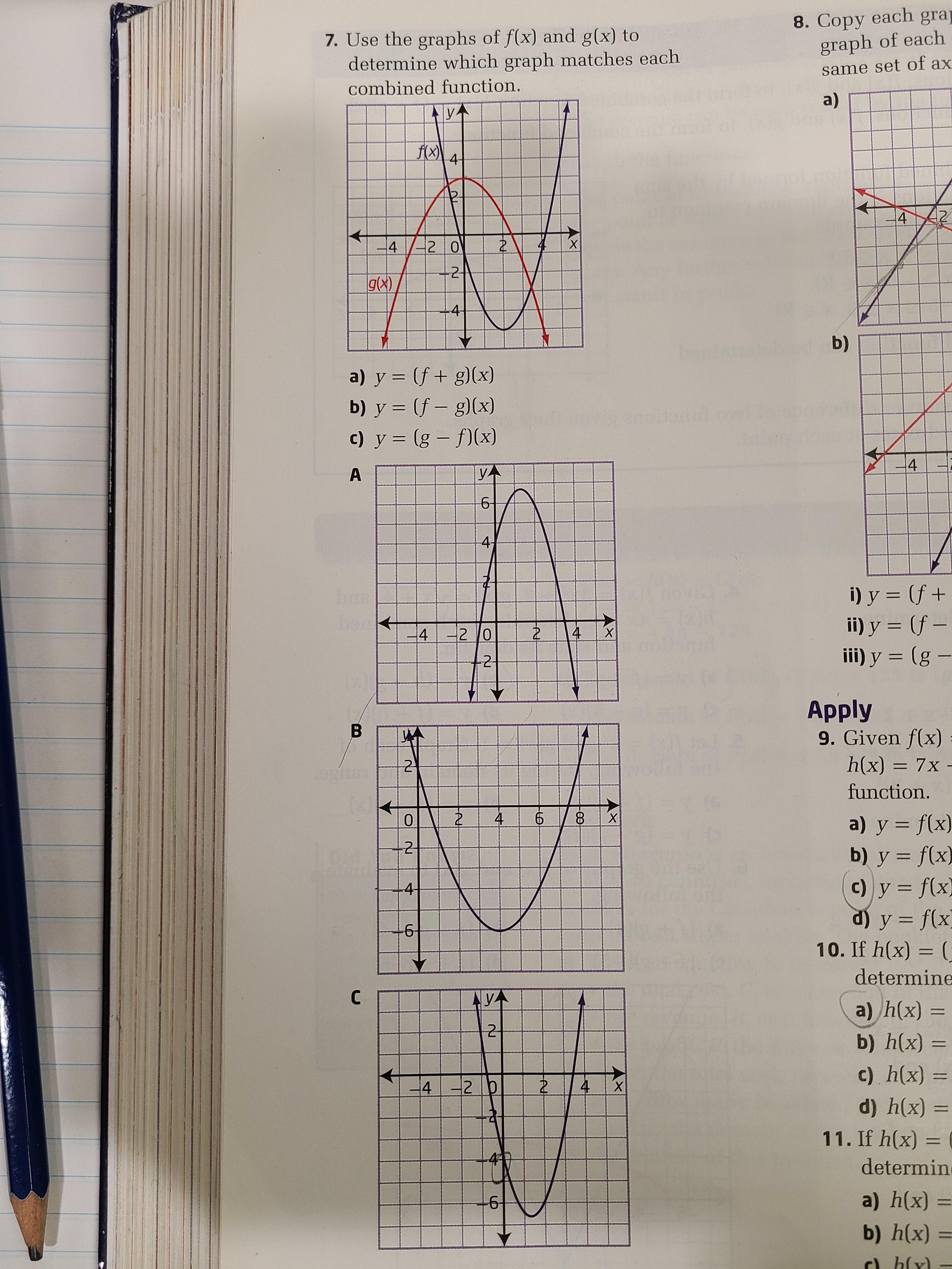 Grade 12 Math 30-1: Function Operations] How do I use the given ...