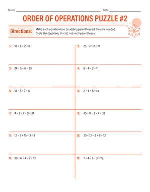 Order of Operations Puzzle #2 | Worksheet 
