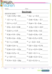 6 grade algebra worksheet