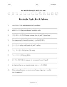 Break the Code: Earth Science Worksheet for 6th - 10th Grade ...