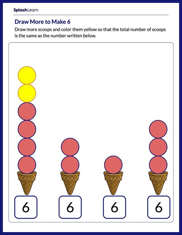 How Many More to Make 6 - Math Worksheets - SplashLearn