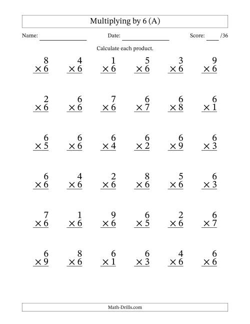 6 multiplication worksheet