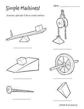 Six Simple Machines - 3 Printable Worksheets by Tims Printables