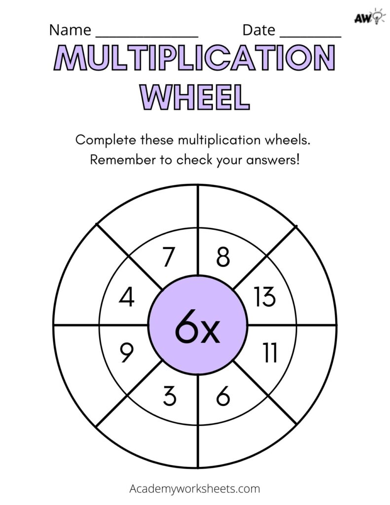 6 times table worksheet