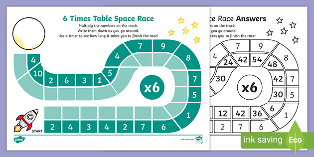 6 Times Table Space Race Worksheet (teacher made) - Twinkl