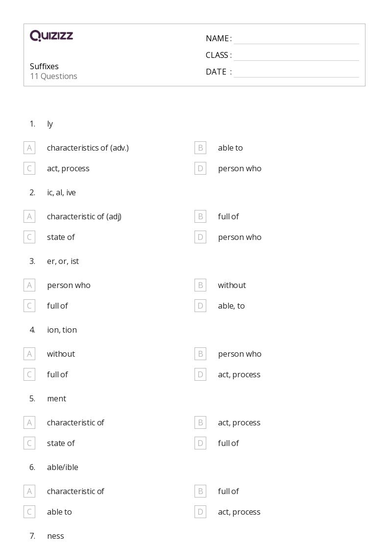 6th grade activity worksheet