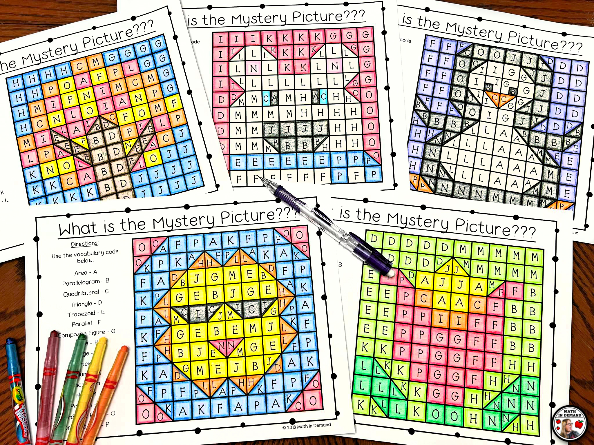 6th Grade Math Vocabulary Coloring Worksheets Bundle for 6.NS, 6.RP, 6.EE,  6.G, &  6.SP