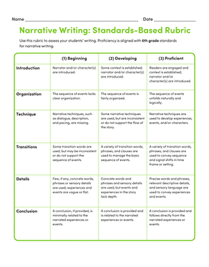 6th grade common core ela worksheet