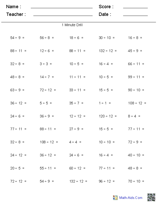 Division Worksheets | Printable Division Worksheets for Teachers