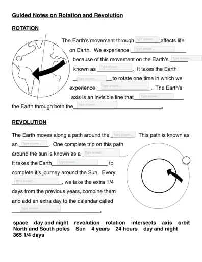 6th grade earth science worksheet