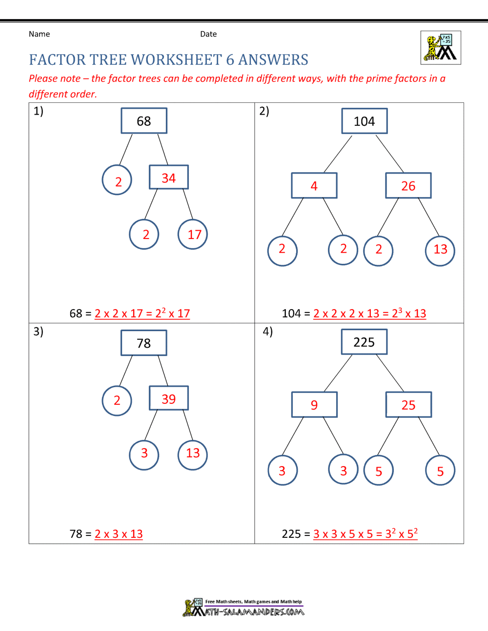 Factor Tree Worksheets Page Worksheets Library Factor Tree Worksheets Page Worksheets Library