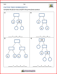 Factor Tree Worksheets page
