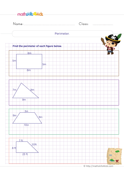 6th Grade geometry worksheets: Perimeters, surface area, and ...