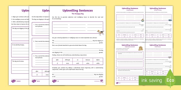 Grammar Worksheets for Year 6 PDF | Up-levelling Sentences