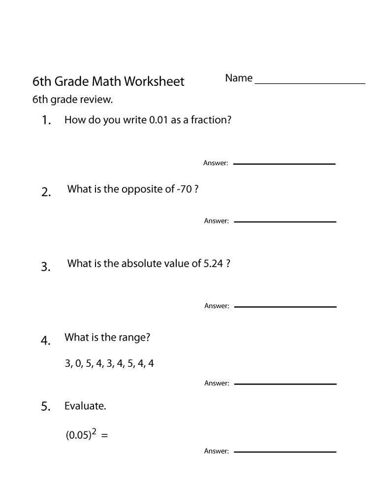 Free 6th Grade Math Worksheets Printable 2019 | Worsheets libraryWorksheets ...