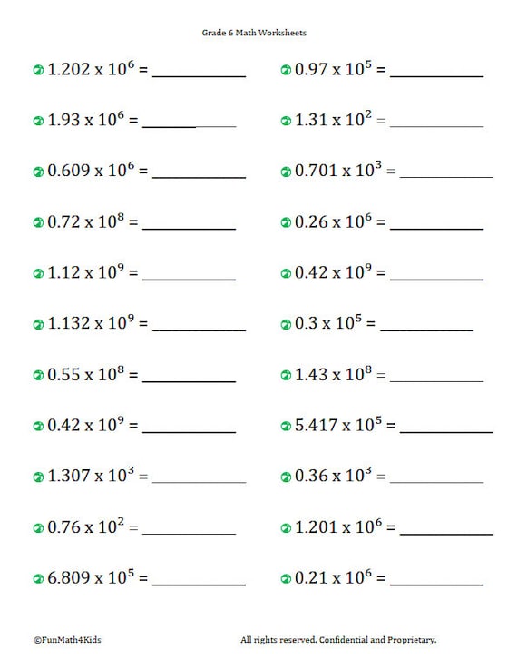 6th Grade Math Worksheets Decimal Scientific Notation 70 Pages ...