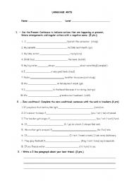 English worksheets: Sixth Grade Language Arts Quiz