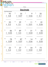 6th grade math decimals worksheet