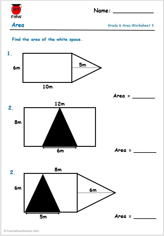 6th grade math free worksheet