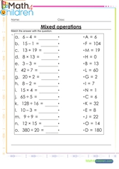 6th grade math printable worksheet and answers