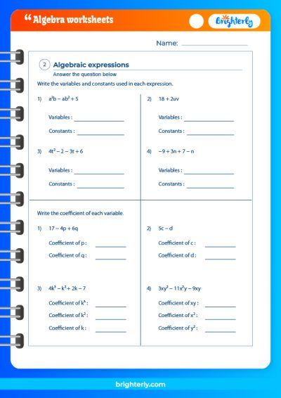 Free Printable 6th Grade Algebra Worksheets [PDFs] Brighterly