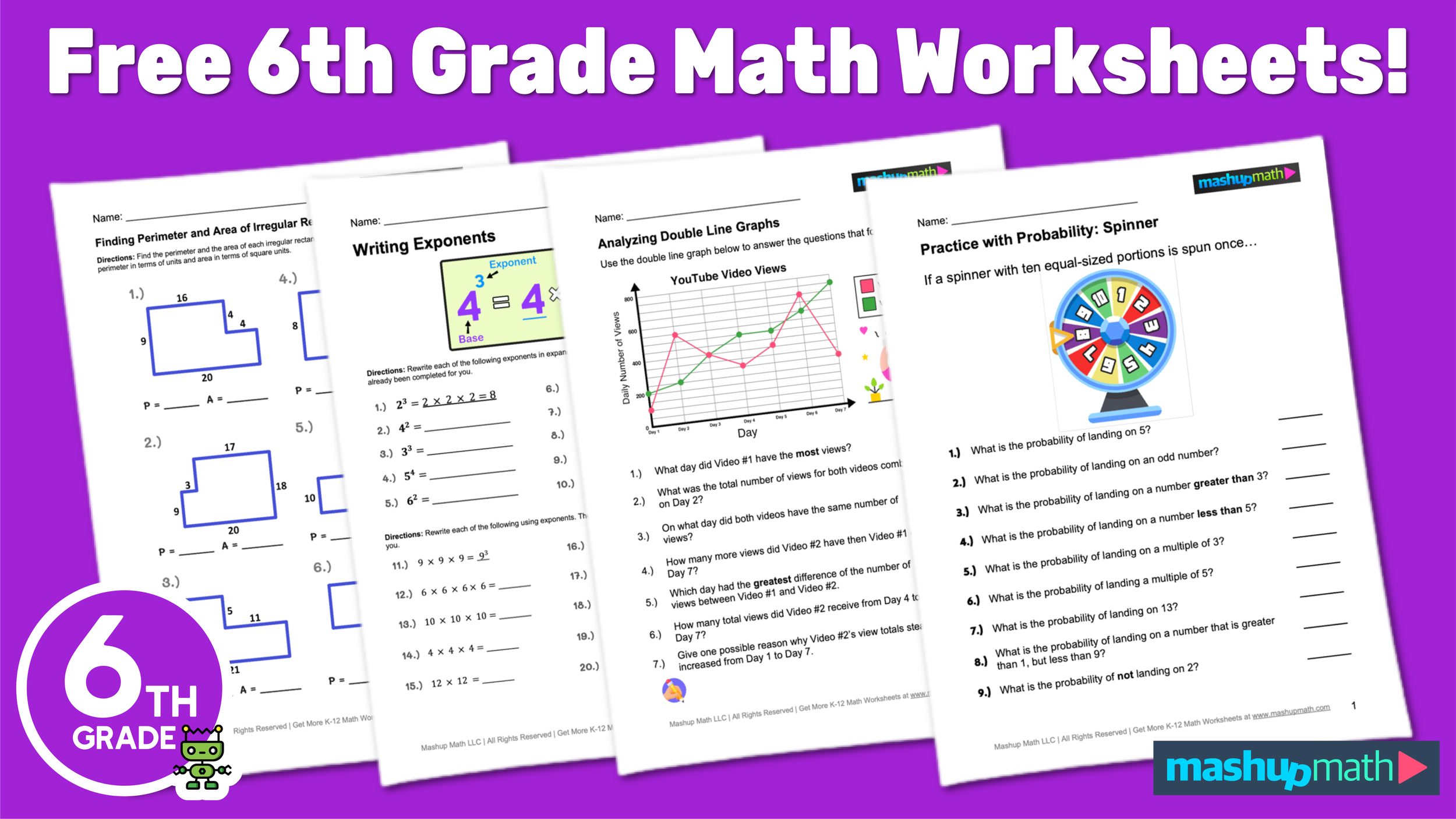 Free 6th Grade Math Worksheets—Printable w/ Answers — Mashup Math