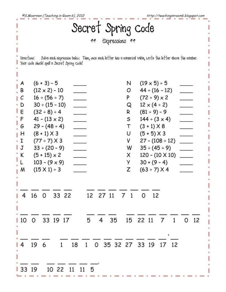 12 6Th Grade Algebra Worksheet Puzzles | Middle school math ...