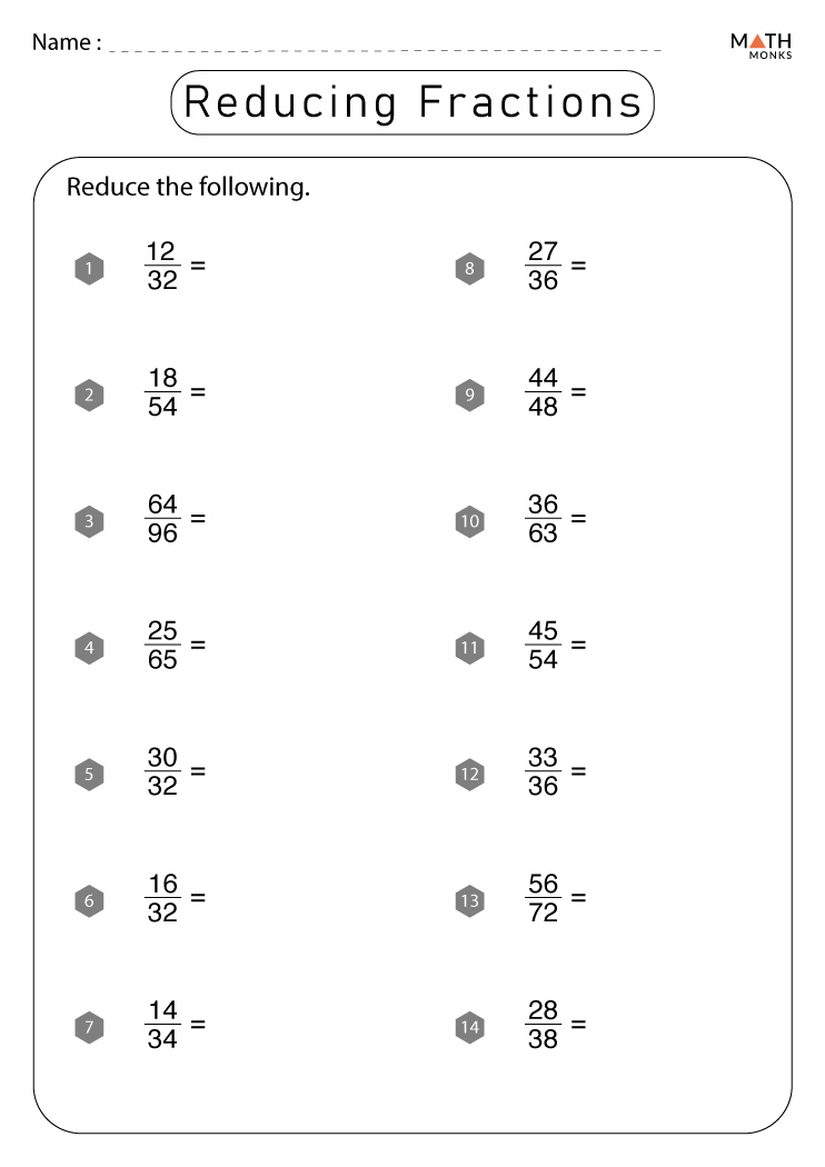 6th Grade Fractions Worksheets - Math Monks