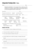 Poem online worksheet for Grade 6  