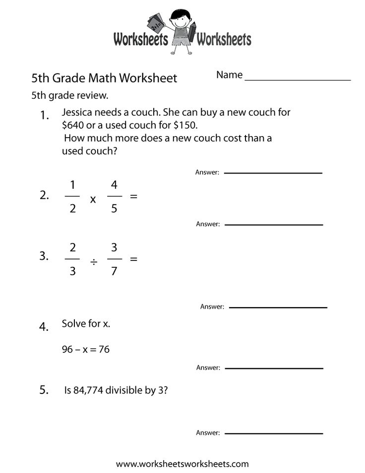 Fifth Grade Math Practice Worksheet