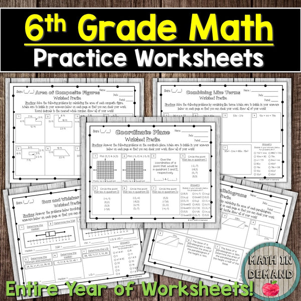 6th Grade Math Worksheets - Math in Demand