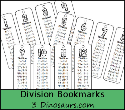 3 Dinosaurs - Division Bookmarks