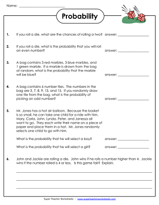 Probability Worksheets