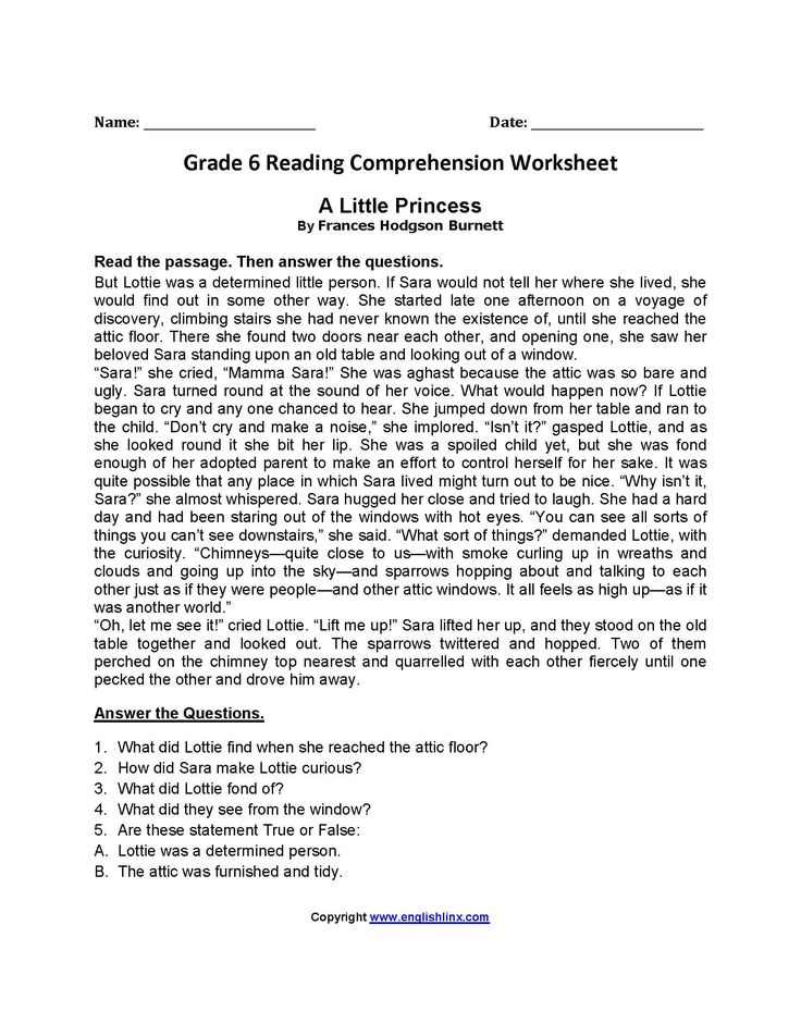 6th grade reading comprehension worksheet pdf
