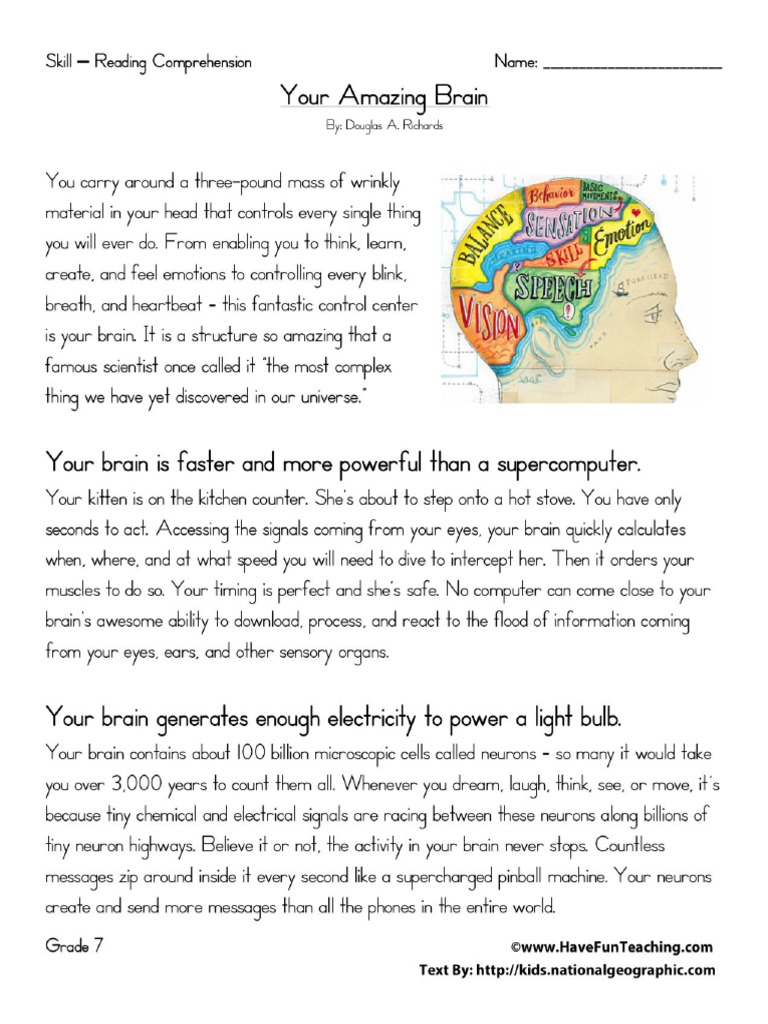 6th grade reading comprehension worksheet