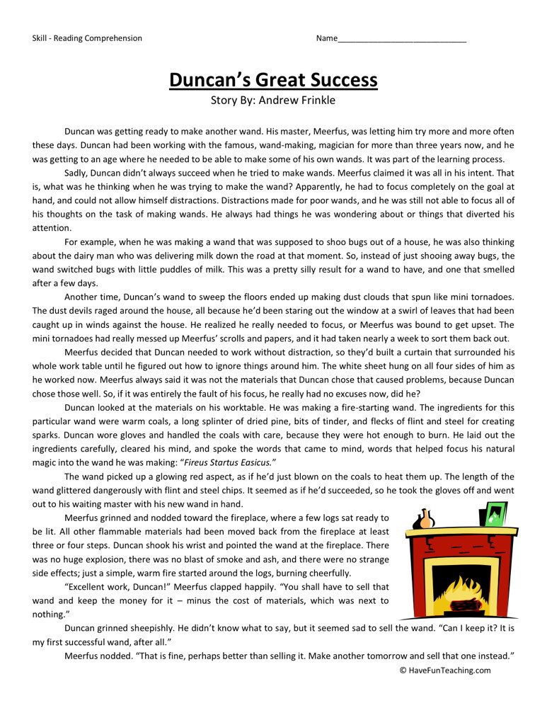 Sixth Grade Reading Comprehension Worksheets