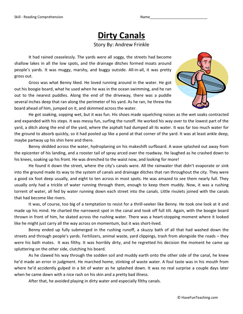 Sixth Grade Reading Comprehension Worksheets