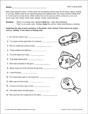 Linking Verbs | Printable Skills Sheets