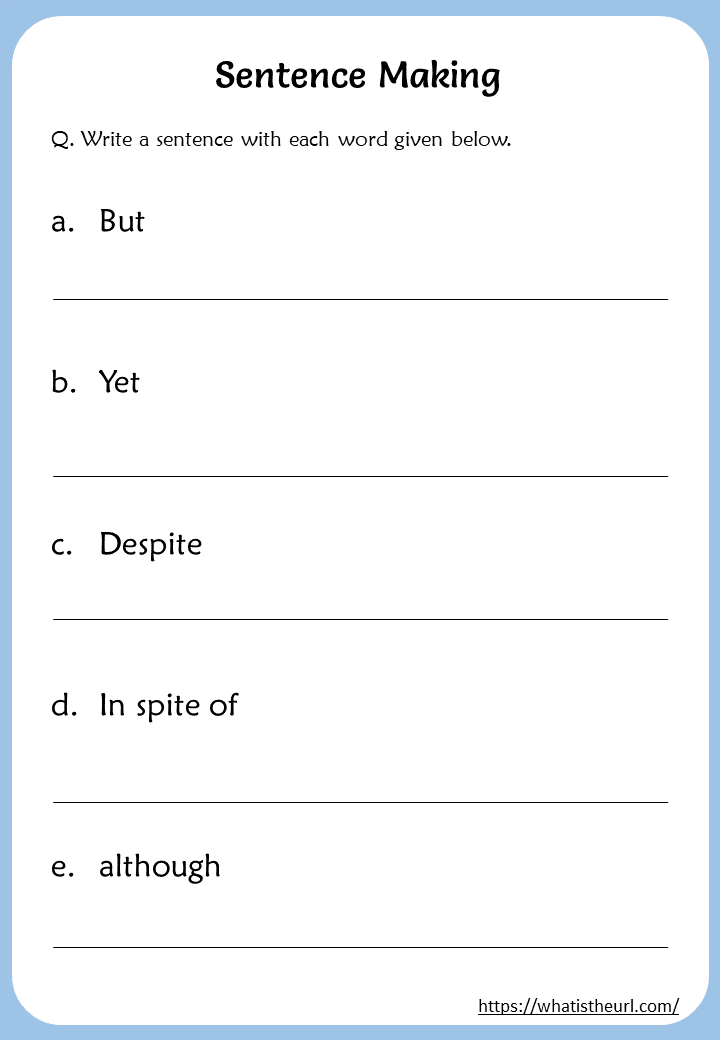 Sentence Making Worksheet For 6th Grade - Your Home Teacher