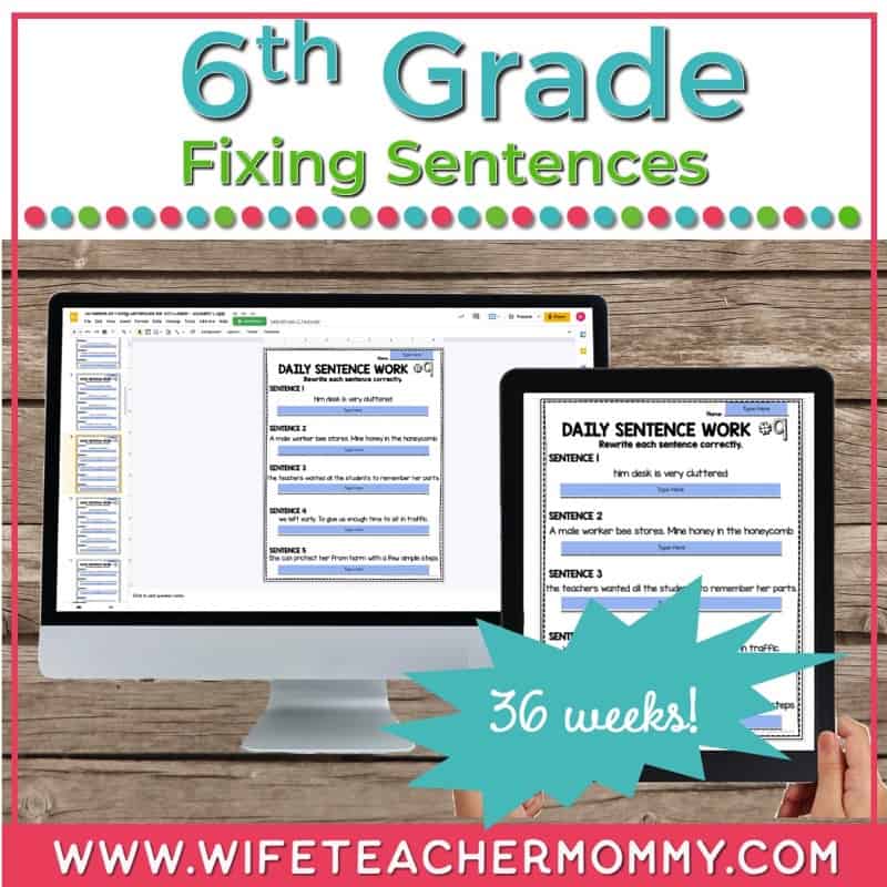 Fantastic! 36 Weeks of 6th Grade Fixing Sentences