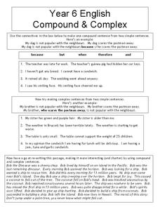 Compound and Complex Sentences Worksheet for 6th Grade | Lesson Planet