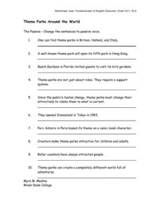Theme Parks Around the World Worksheet for 4th - 6th Grade ...