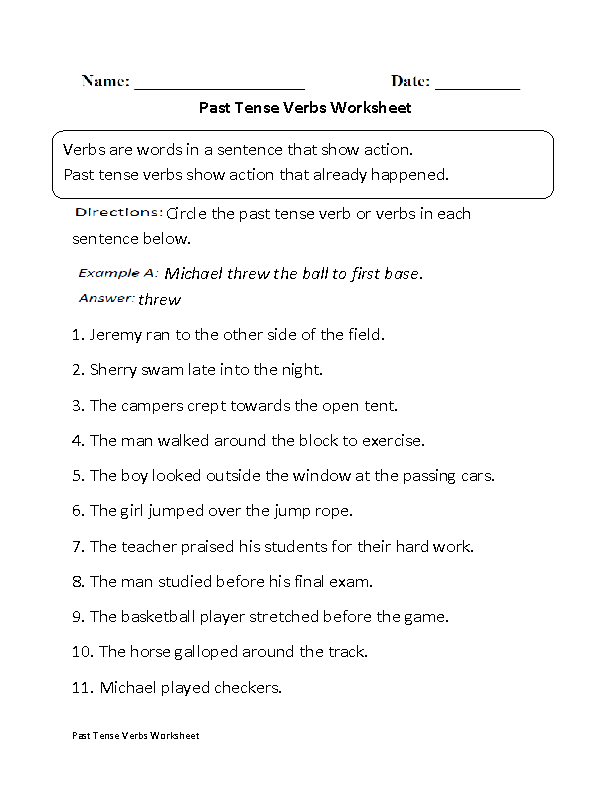 Verbs Worksheets Verbs Tenses Worksheets Worksheets Library