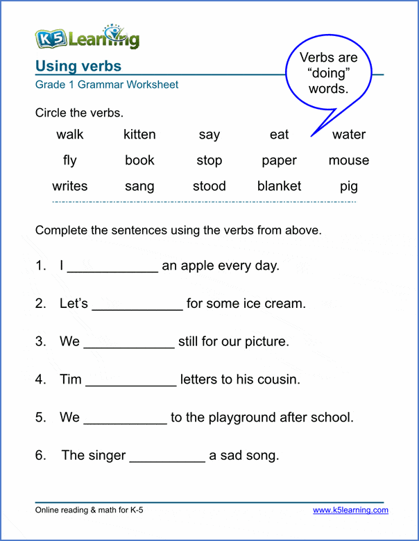 Verb Worksheets | Worsheets library