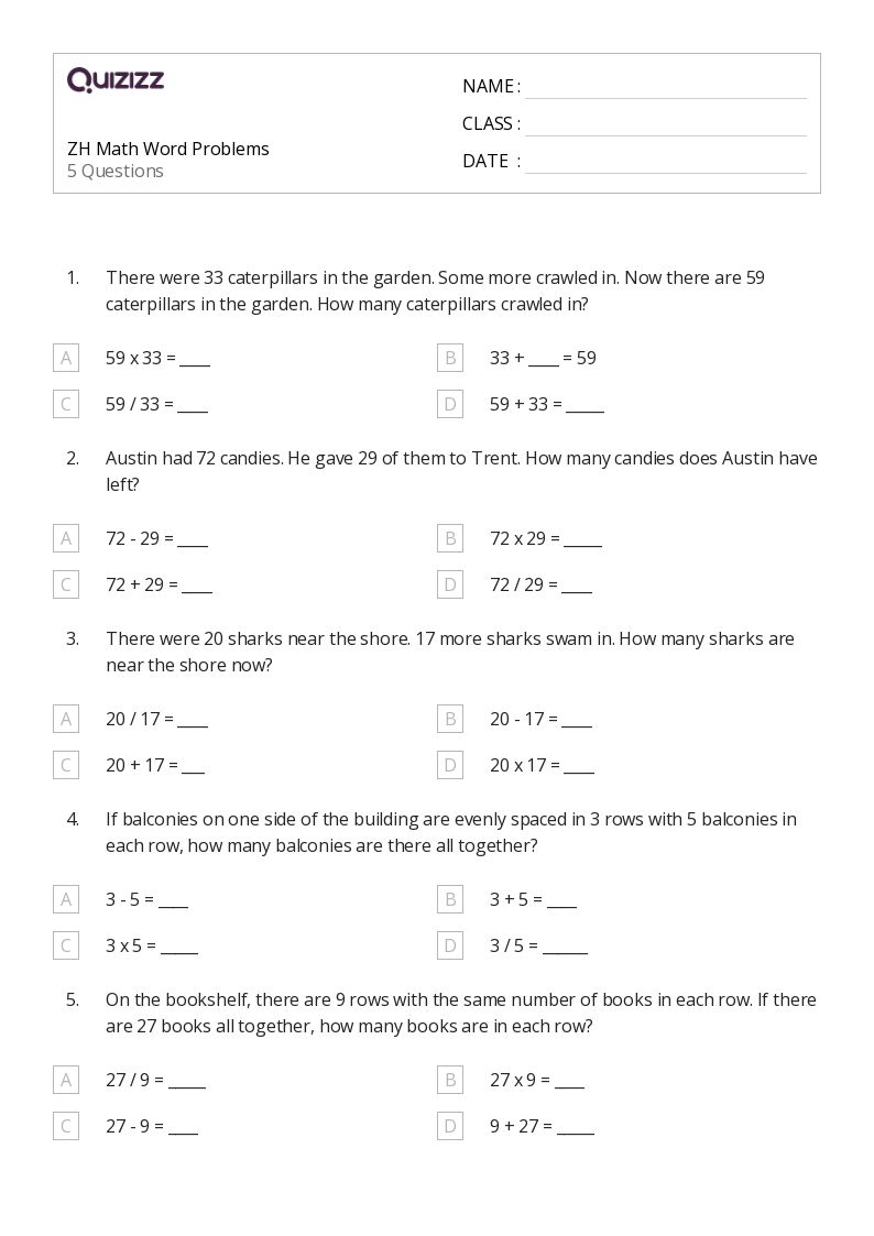 6th grade word problems worksheet with answers