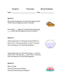 6th grade word problems worksheet