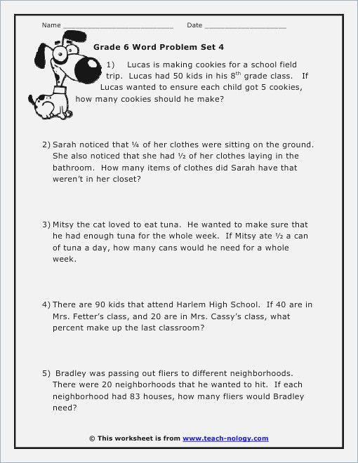 Math Problem Solving Worksheets For Grade 6 | Free Worksheets Samples