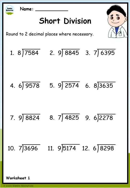 6th grade worksheet multiplication and division